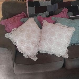 Set of crocheted throw pillows